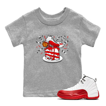 Jordan 12 Retro Cherry shirt to match jordans Varsity Red Sneaker Topper special sneaker matching tees 12s Cherry SNRT sneaker tees Baby Toddler Heather Grey 1 T-Shirt