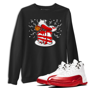 Jordan 12 Retro Cherry shirt to match jordans Varsity Red Sneaker Topper special sneaker matching tees 12s Cherry SNRT sneaker tees Unisex Black 1 T-Shirt