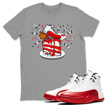 Jordan 12 Retro Cherry shirt to match jordans Varsity Red Sneaker Topper special sneaker matching tees 12s Cherry SNRT sneaker tees Unisex Heather Grey 1 T-Shirt