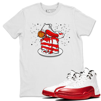 Jordan 12 Retro Cherry shirt to match jordans Varsity Red Sneaker Topper special sneaker matching tees 12s Cherry SNRT sneaker tees Unisex White 1 T-Shirt