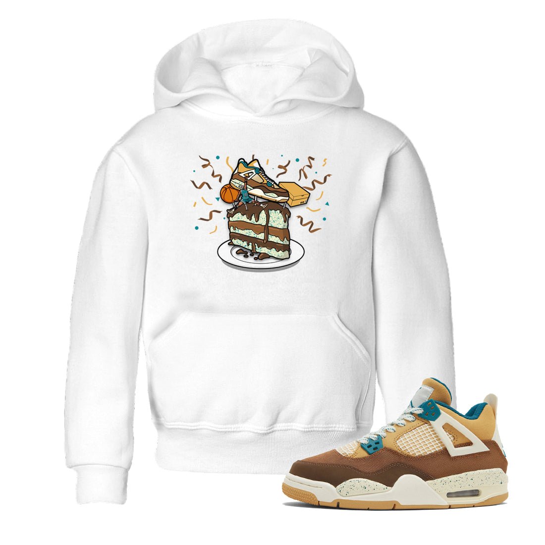 4s GS Cacao Wow shirt to match jordans Sneaker Topper sneaker tees Air Jordan 4 Cacao Wow SNRT Sneaker Release Tees Baby Toddler White 1 T-Shirt