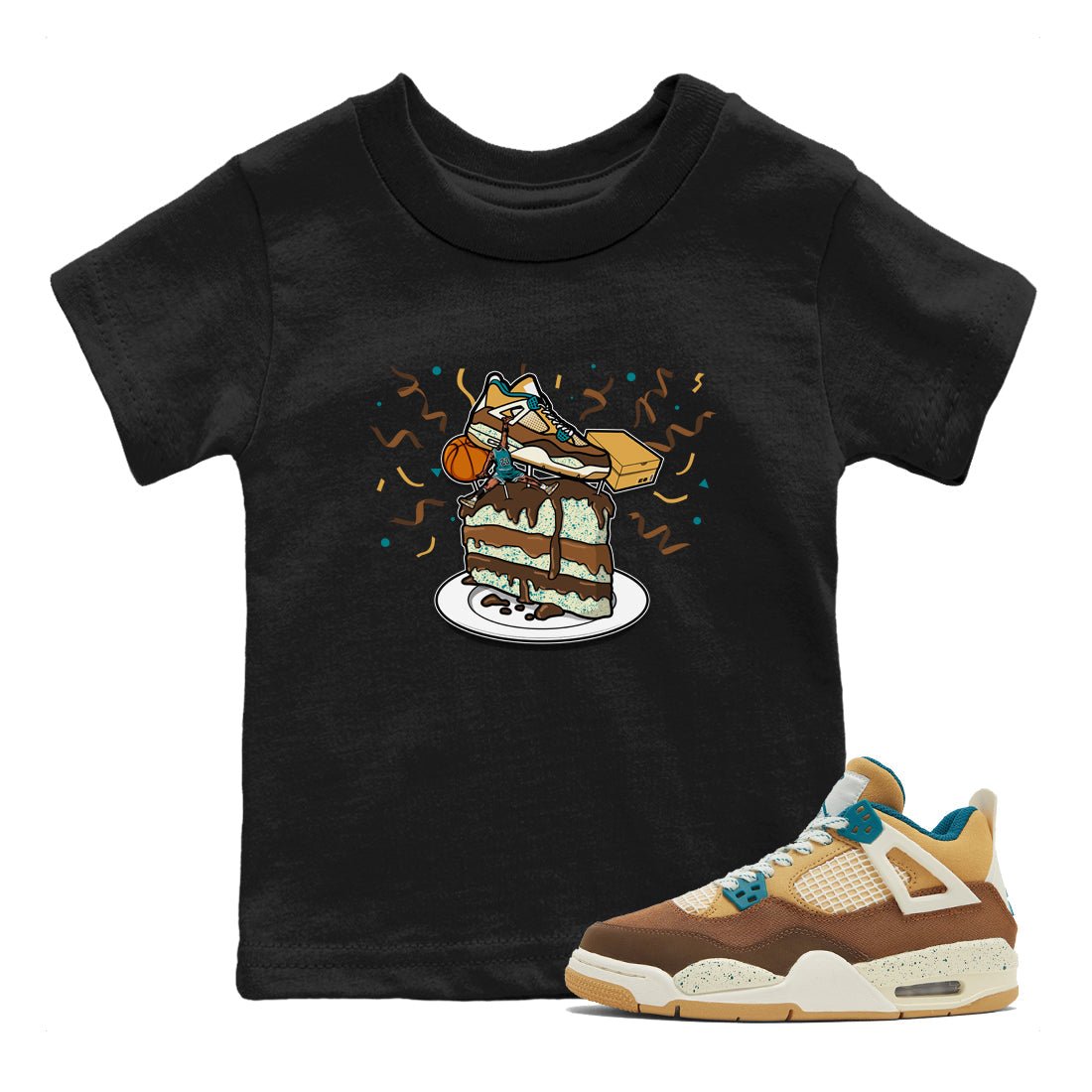 4s GS Cacao Wow shirt to match jordans Sneaker Topper sneaker tees Air Jordan 4 Cacao Wow SNRT Sneaker Release Tees Baby Toddler Black 1 T-Shirt