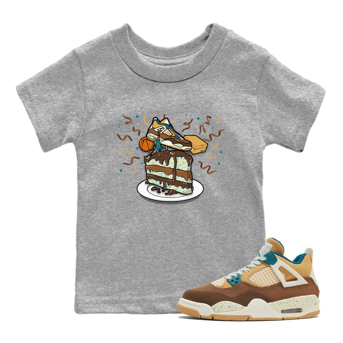 4s GS Cacao Wow shirt to match jordans Sneaker Topper sneaker tees Air Jordan 4 Cacao Wow SNRT Sneaker Release Tees Baby Toddler Heather Grey 1 T-Shirt