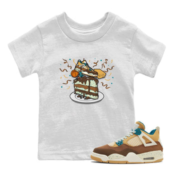 4s GS Cacao Wow shirt to match jordans Sneaker Topper sneaker tees Air Jordan 4 Cacao Wow SNRT Sneaker Release Tees Baby Toddler White 1 T-Shirt