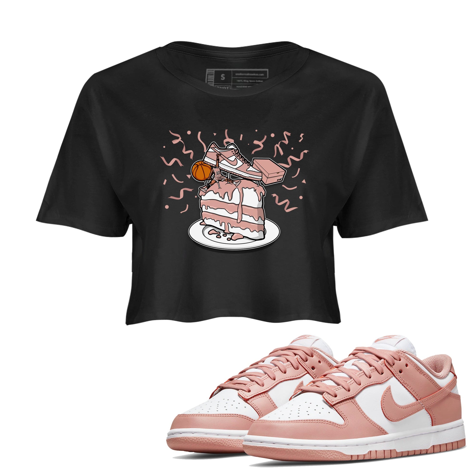 Dunk Rose Whisper shirt to match jordans Sneaker Topper sneaker tees Dunk WMNS Rose Whisper SNRT Sneaker Release Tees Black 1 Crop T-Shirt