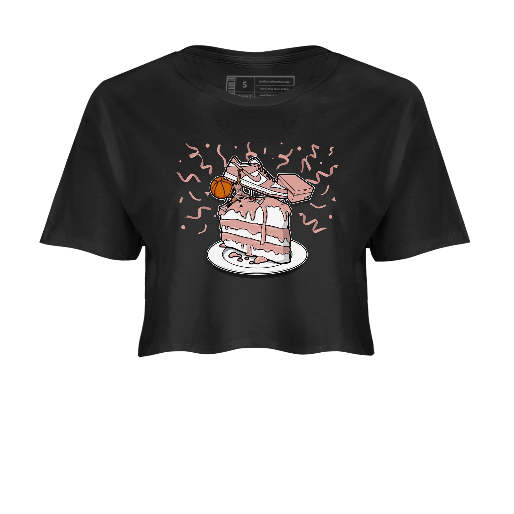 Dunk Rose Whisper shirt to match jordans Sneaker Topper sneaker tees Dunk WMNS Rose Whisper SNRT Sneaker Release Tees Black 2 Crop T-Shirt