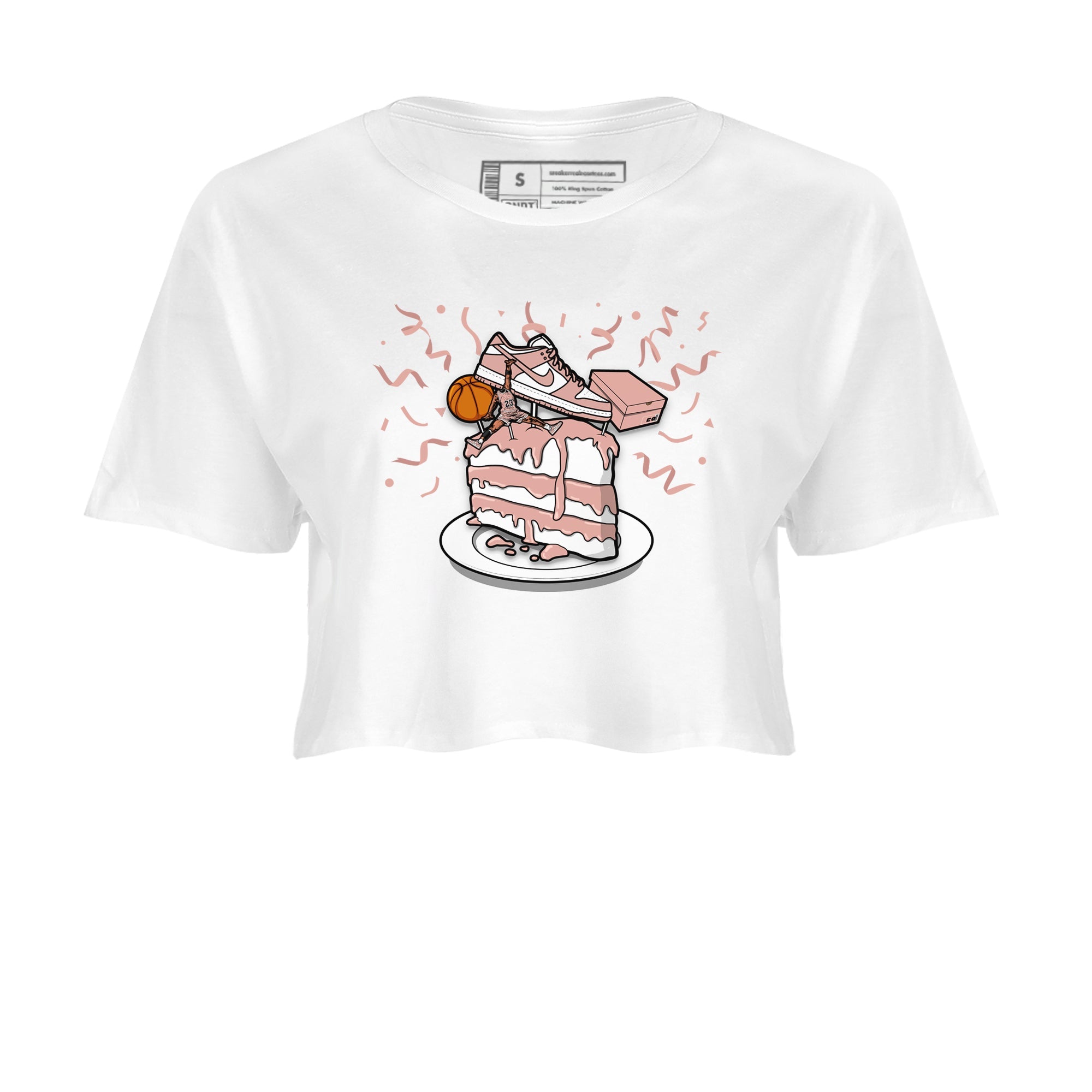 Dunk Rose Whisper shirt to match jordans Sneaker Topper sneaker tees Dunk WMNS Rose Whisper SNRT Sneaker Release Tees White 2 Crop T-Shirt