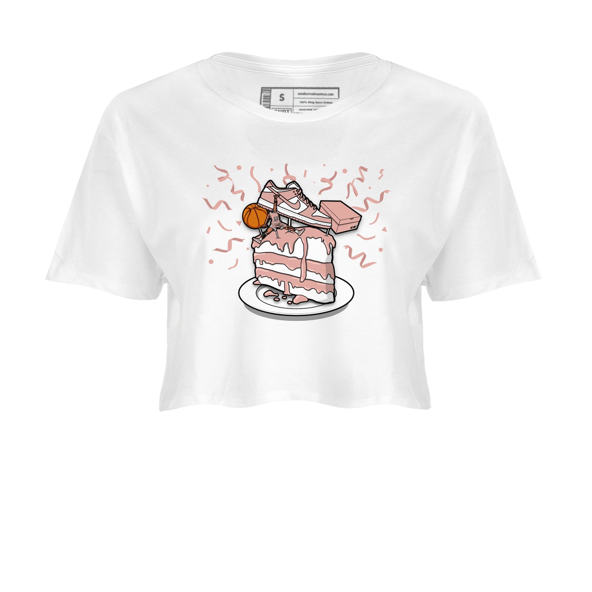 Dunk Rose Whisper shirt to match jordans Sneaker Topper sneaker tees Dunk WMNS Rose Whisper SNRT Sneaker Release Tees White 2 Crop T-Shirt