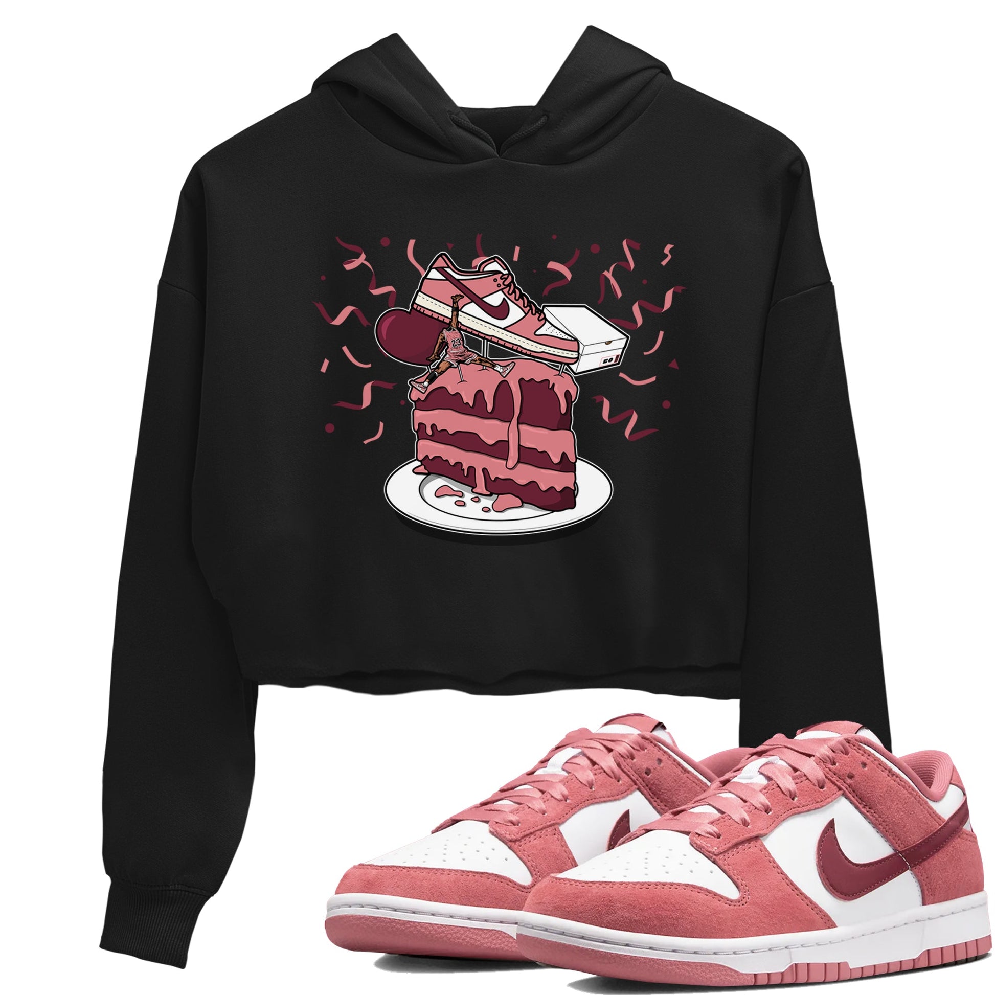 Dunk Valentine's Day shirt to match jordans Sneaker Topper sneaker tees Dunk Low Valentine's Day SNRT Sneaker Release Tees Black 1 crop length shirt