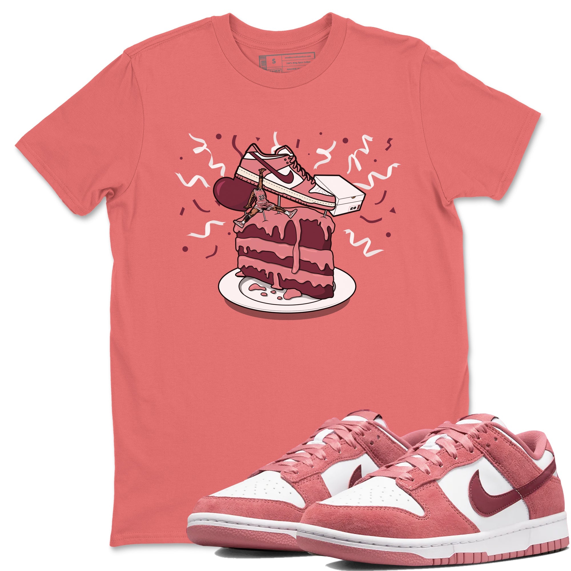 Dunk Valentine's Day shirt to match jordans Sneaker Topper sneaker tees Dunk Low Valentine's Day SNRT Sneaker Release Tees unisex cotton Coral 1 crew neck shirt