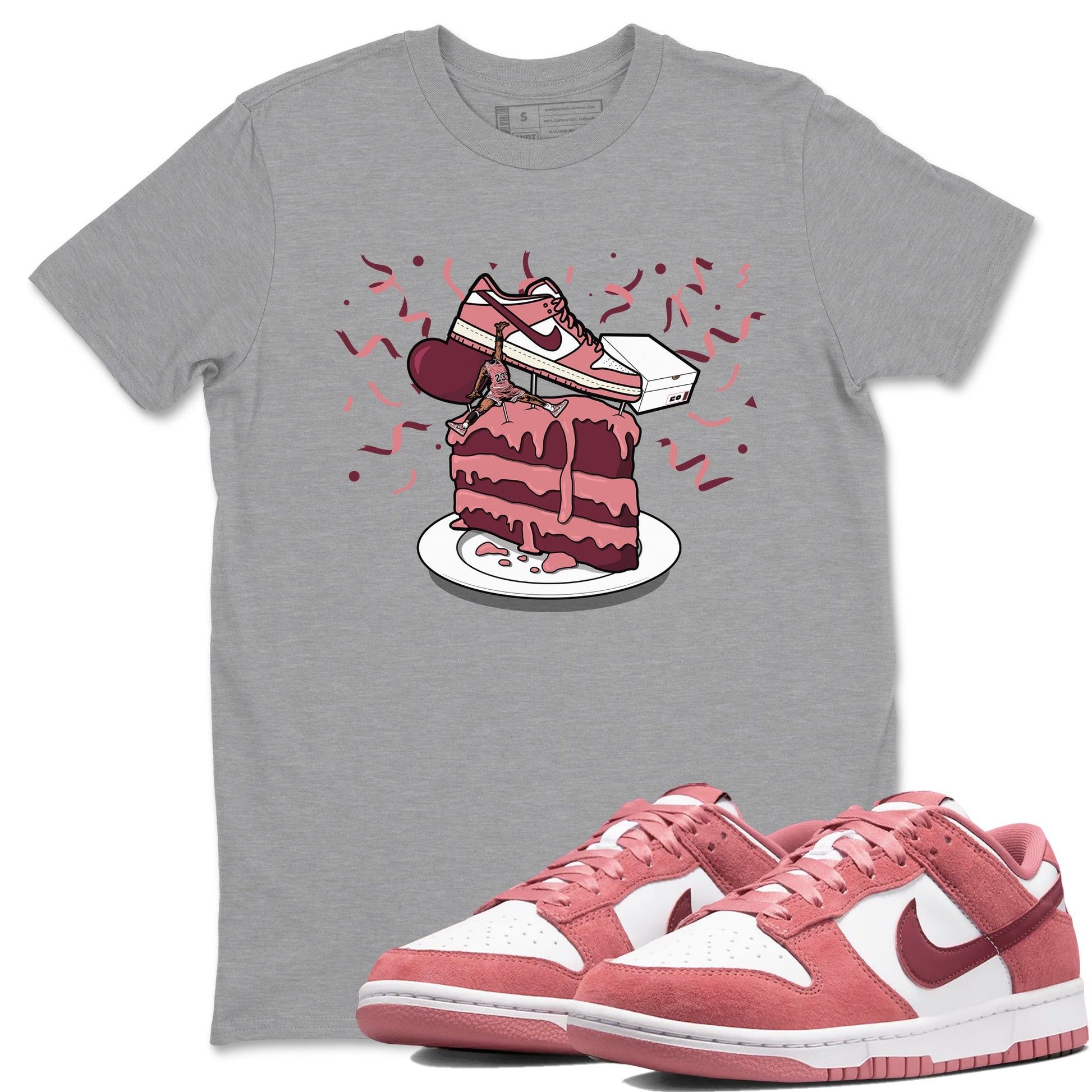 Dunk Valentine's Day shirt to match jordans Sneaker Topper sneaker tees Dunk Low Valentine's Day SNRT Sneaker Release Tees unisex cotton Heather Grey 1 crew neck shirt