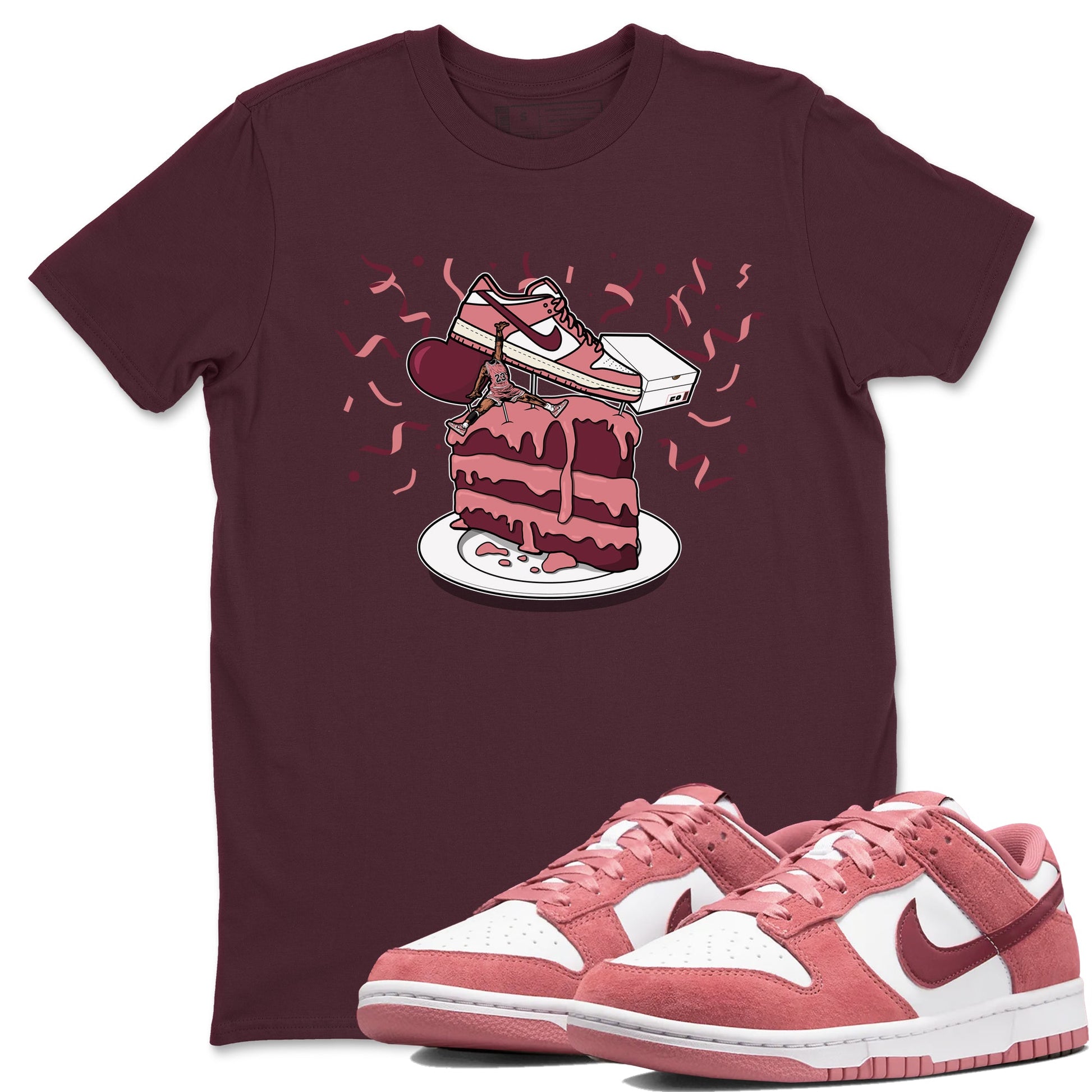 Dunk Valentine's Day shirt to match jordans Sneaker Topper sneaker tees Dunk Low Valentine's Day SNRT Sneaker Release Tees unisex cotton Maroon 1 crew neck shirt