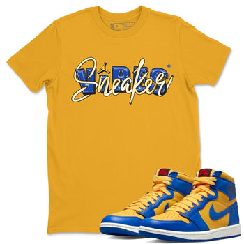 Jordan 1 Game Royal and Varsity Maize Sneaker Match Tees Sneaker Vibes Sneaker Tees Jordan 1 Game Royal and Varsity Maize Sneaker Release Tees Unisex Shirts