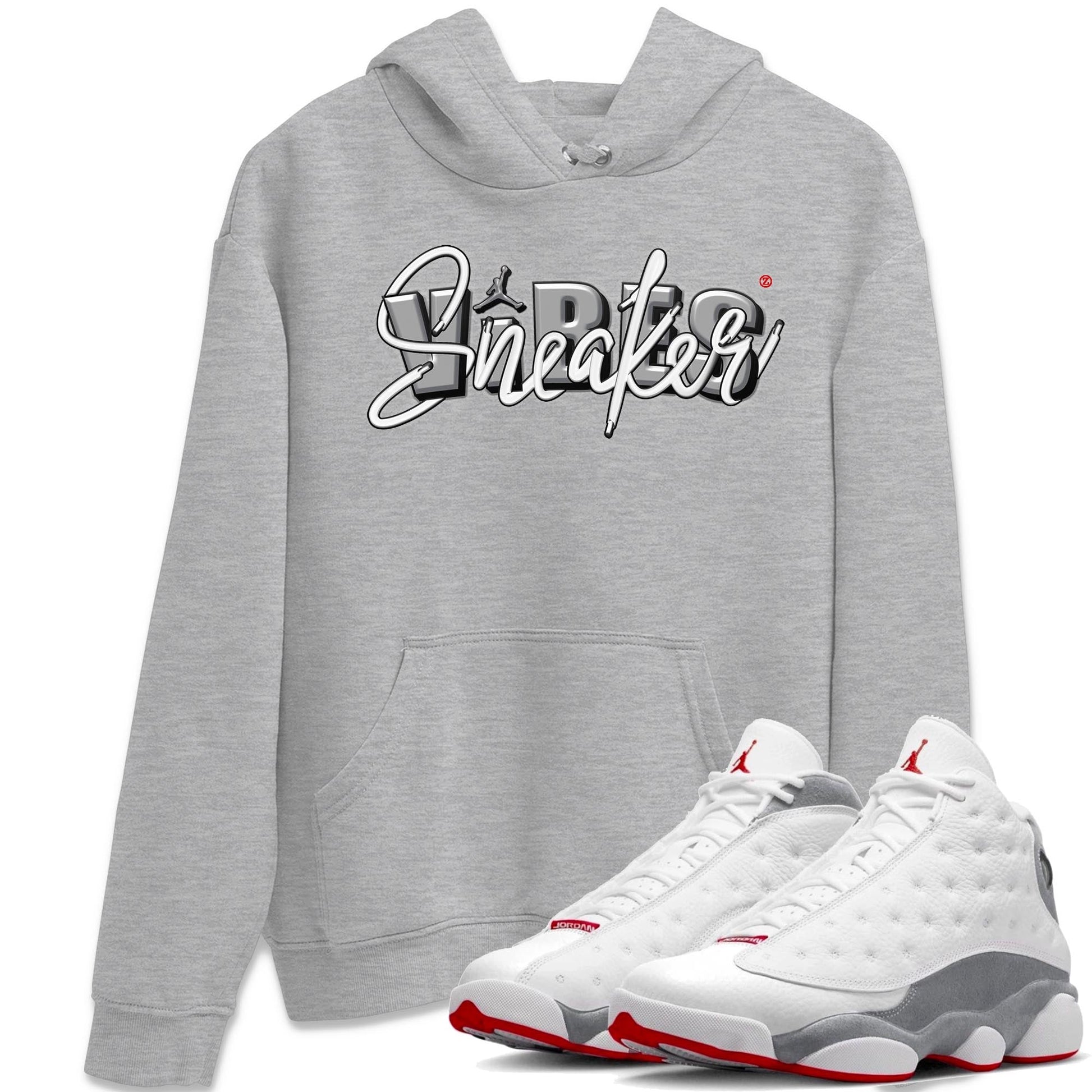 AJ13 Wolf Grey Sneaker Match Tees Sneaker Vibes Sneaker Tees Air Jordan 13 Wolf Grey SNRT Sneaker Release Tees Unisex Shirts Heather Grey 1