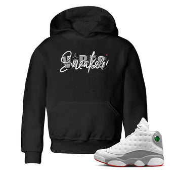 AJ13 Wolf Grey Sneaker Match Tees Sneaker Vibes Sneaker Tees Air Jordan 13 Wolf Grey SNRT Sneaker Release Tees Kids Shirts Black 1