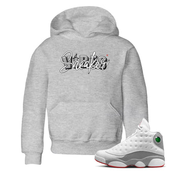AJ13 Wolf Grey Sneaker Match Tees Sneaker Vibes Sneaker Tees Air Jordan 13 Wolf Grey SNRT Sneaker Release Tees Kids Shirts Heather Grey 1
