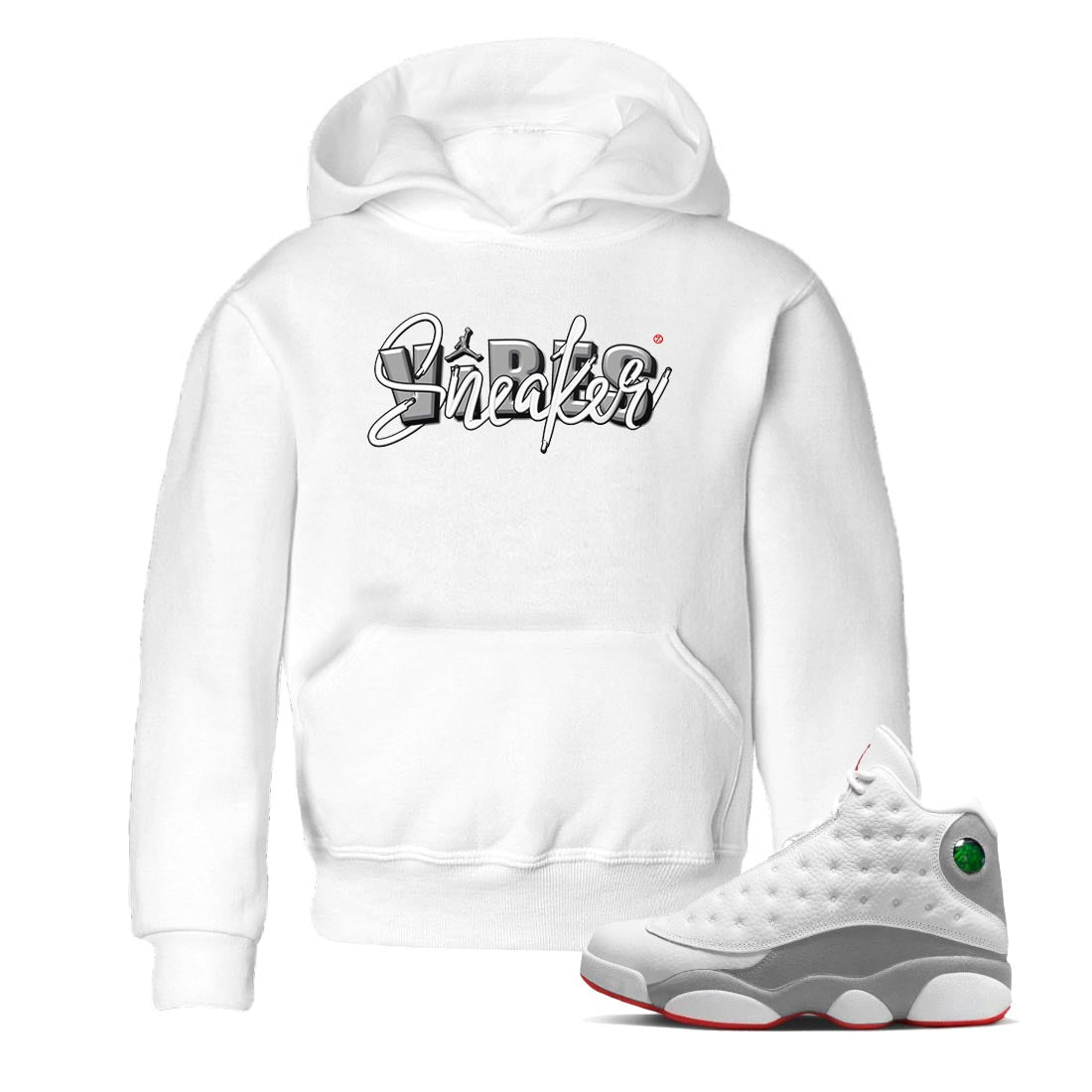 AJ13 Wolf Grey Sneaker Match Tees Sneaker Vibes Sneaker Tees Air Jordan 13 Wolf Grey SNRT Sneaker Release Tees Kids Shirts White 1