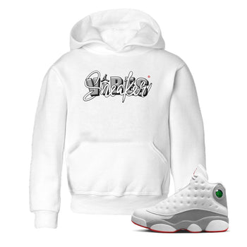 AJ13 Wolf Grey Sneaker Match Tees Sneaker Vibes Sneaker Tees Air Jordan 13 Wolf Grey SNRT Sneaker Release Tees Kids Shirts White 1