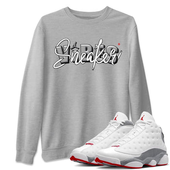 AJ13 Wolf Grey Sneaker Match Tees Sneaker Vibes Sneaker Tees Air Jordan 13 Wolf Grey SNRT Sneaker Release Tees Unisex Shirts Heather Grey 1