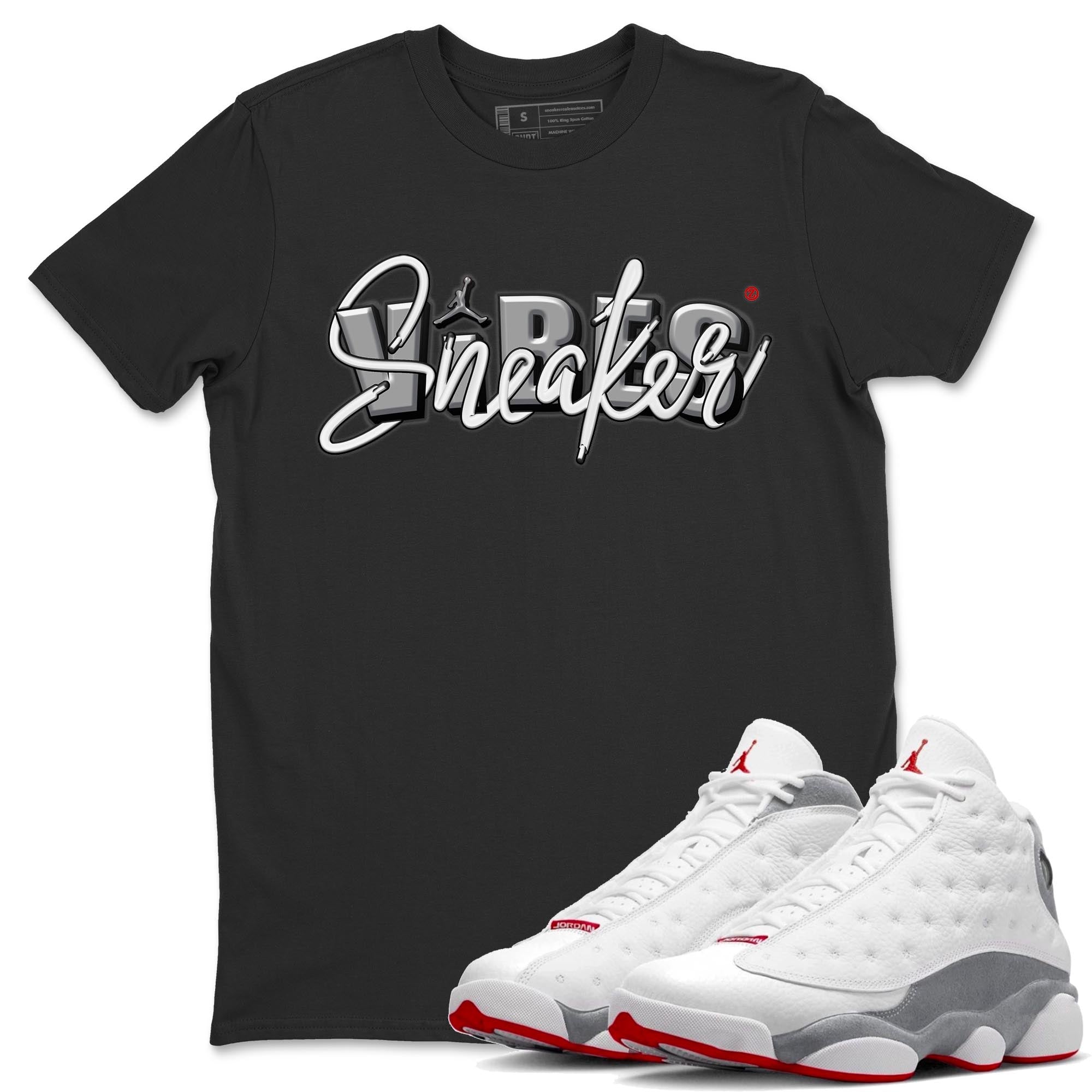 AJ13 Wolf Grey Sneaker Match Tees Sneaker Vibes Sneaker Tees Air Jordan 13 Wolf Grey SNRT Sneaker Release Tees Unisex Shirts Black 1