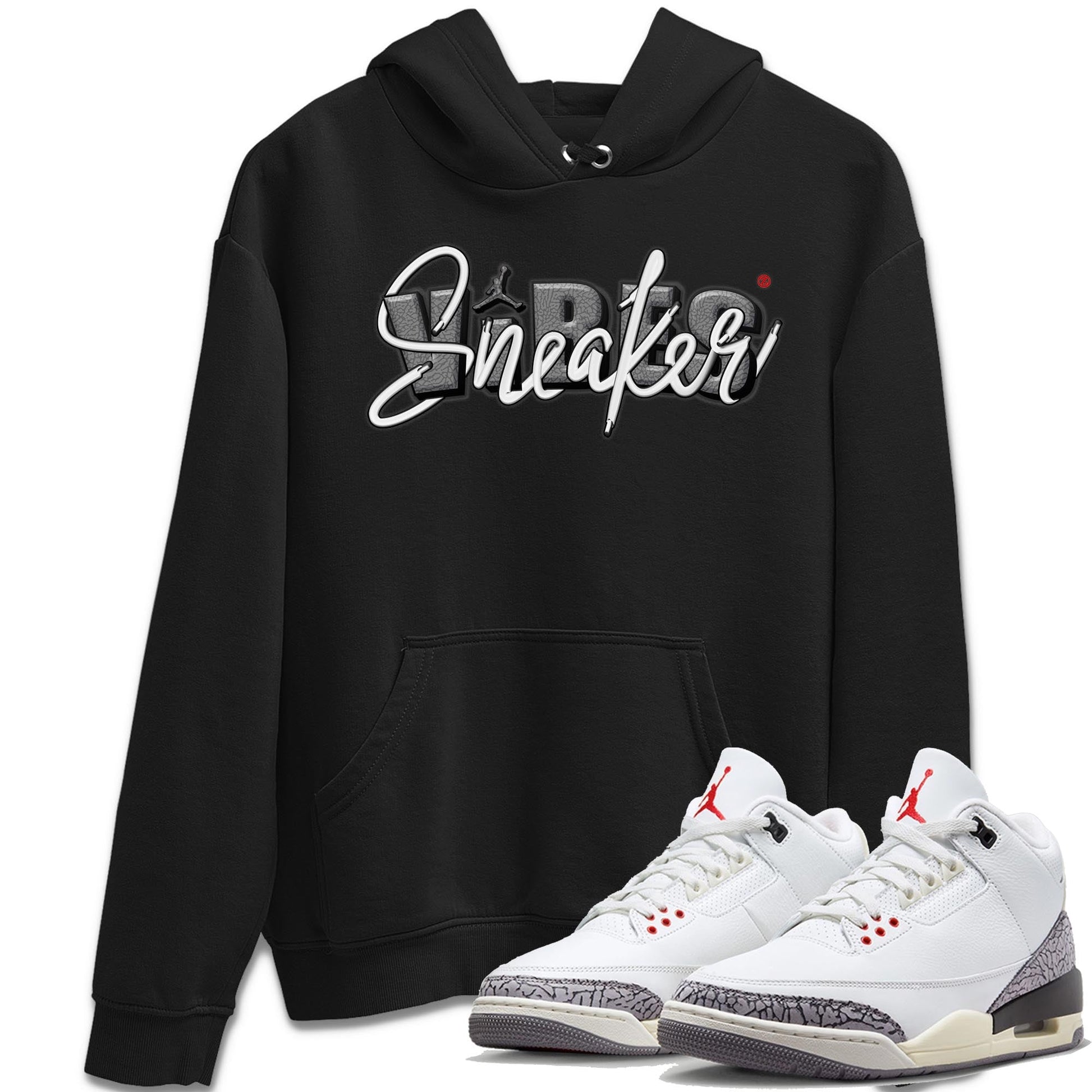 Air Jordan 3 White Cement Sneaker Match Tees Sneaker Vibes Sneaker Tees AJ 3s White Cement Sneaker Release Tees Unisex Shirts Black 1