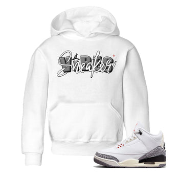 Air Jordan 3 White Cement Sneaker Match Tees Sneaker Vibes Sneaker Tees AJ 3s White Cement Sneaker Release Tees Kids Shirts White 1