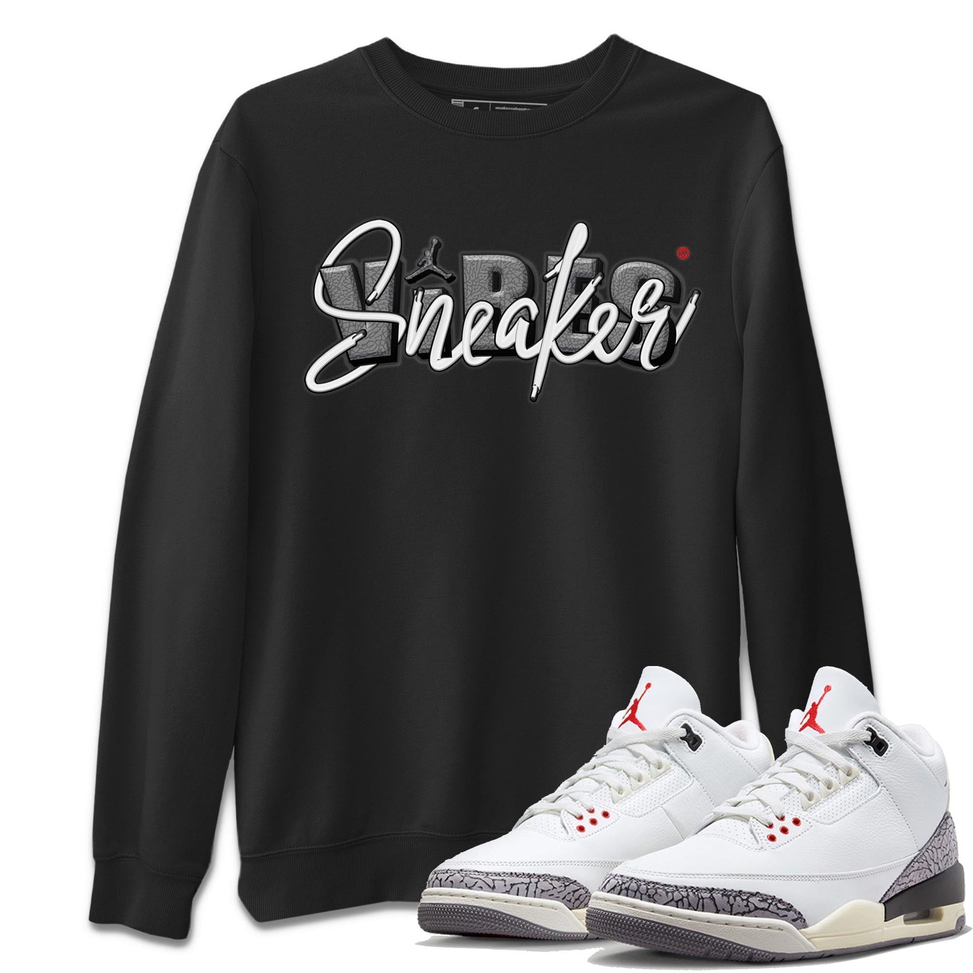 Air Jordan 3 White Cement Sneaker Vibes Crew Neck Sneaker Tees AJ 3s White Cement Sneaker T-Shirts Washing and Care Tip
