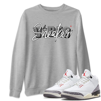 Air Jordan 3 White Cement Sneaker Match Tees Sneaker Vibes Sneaker Tees AJ 3s White Cement Sneaker Release Tees Unisex Shirts Heather Grey 1