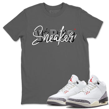 Air Jordan 3 White Cement Sneaker Vibes Crew Neck Sneaker Tees AJ 3s White Cement Sneaker T-Shirts Size Chart