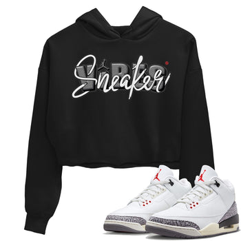 Air Jordan 3 White Cement Sneaker Match Tees Sneaker Vibes Sneaker Tees AJ 3s White Cement Sneaker Release Tees Women's Shirts Black 1