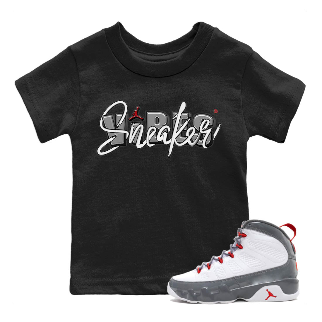 Jordan 9 Fire Red Sneaker Match Tees Sneaker Vibes Sneaker Tees Jordan 9 Fire Red Sneaker Release Tees Kids Shirts