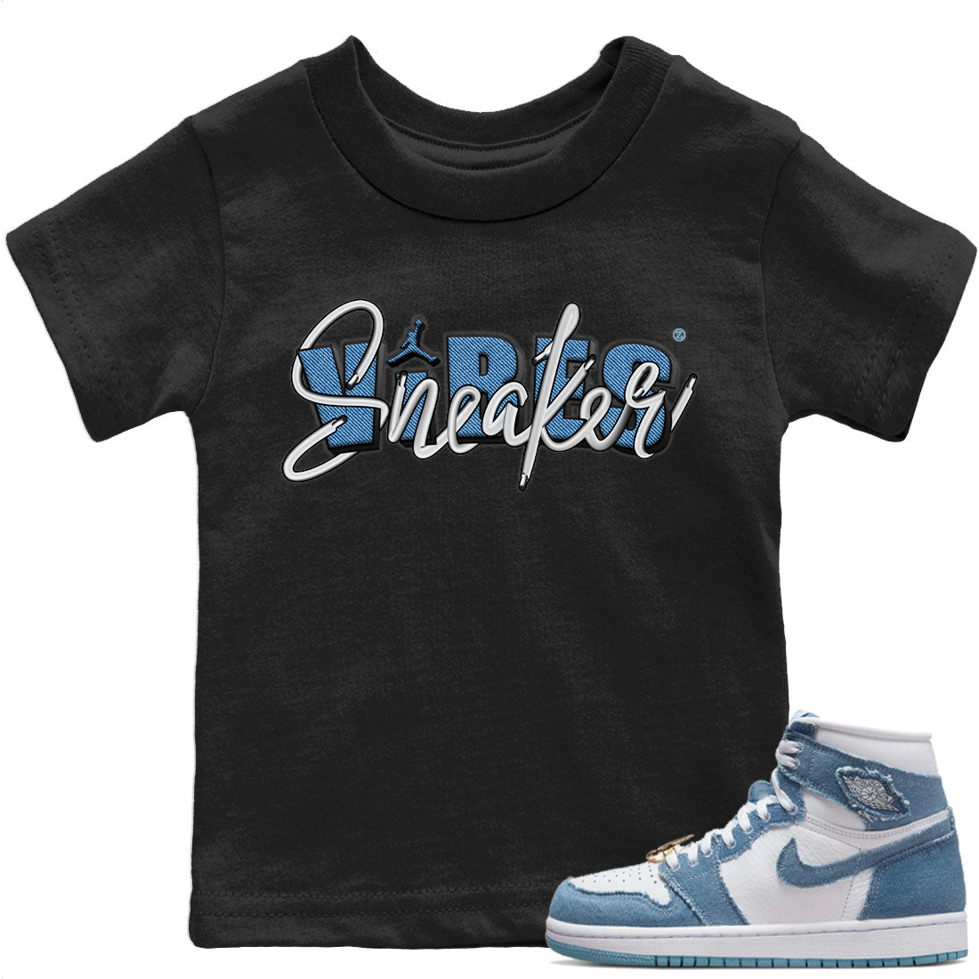 Jordan 1 Denim Sneaker Match Tees Sneaker Vibes Sneaker Tees Jordan 1 Denim Sneaker Release Tees Kids Shirts