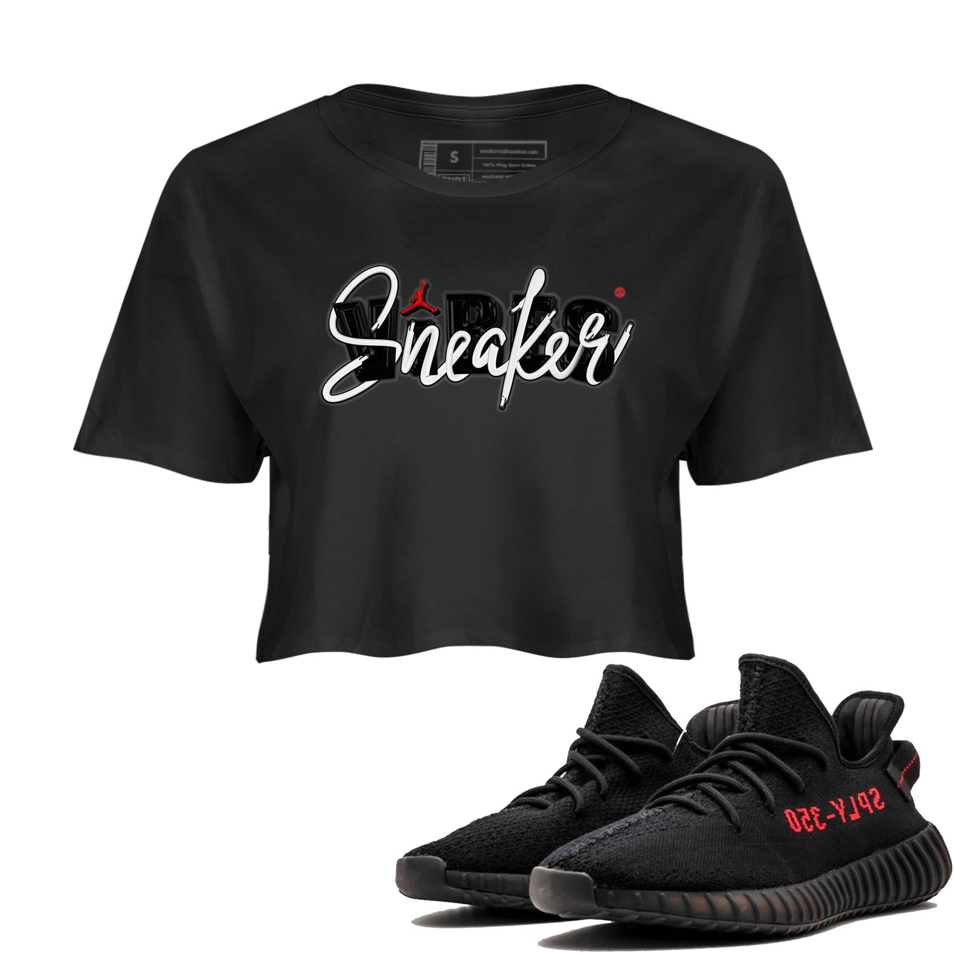 Yeezy 350 Bred shirt to match jordans Sneaker Vibes sneaker tees Yeezy Boost 350 V2 Bred SNRT Sneaker Release Tees Black 1 Crop T-Shirt