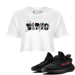 Yeezy 350 Bred shirt to match jordans Sneaker Vibes sneaker tees Yeezy Boost 350 V2 Bred SNRT Sneaker Release Tees White 1 Crop T-Shirt