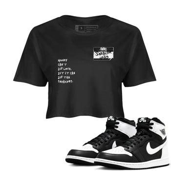Air Jordan 1 High OG Black White shirt to match jordans Sneakerhead Badge sneaker tees Air Jordan 1 Black White SNRT Sneaker Release Tees Black 1 crop length shirt