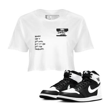 Air Jordan 1 High OG Black White shirt to match jordans Sneakerhead Badge sneaker tees Air Jordan 1 Black White SNRT Sneaker Release Tees White 1 crop length shirt