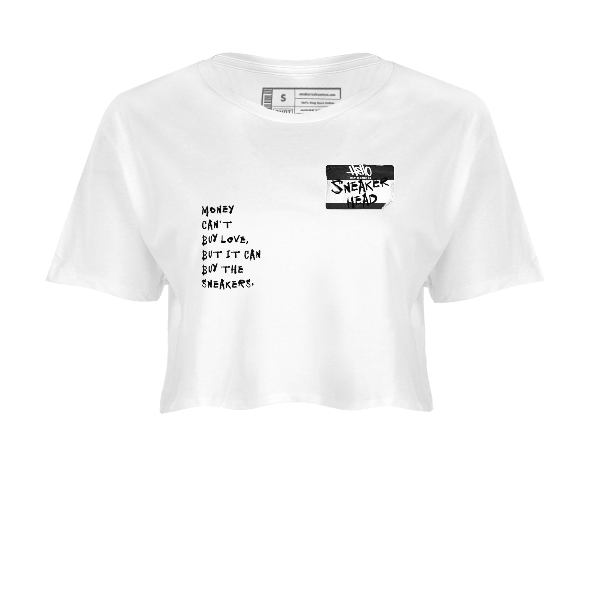 Air Jordan 1 High OG Black White shirt to match jordans Sneakerhead Badge sneaker tees Air Jordan 1 Black White SNRT Sneaker Release Tees White 2 crop length shirt