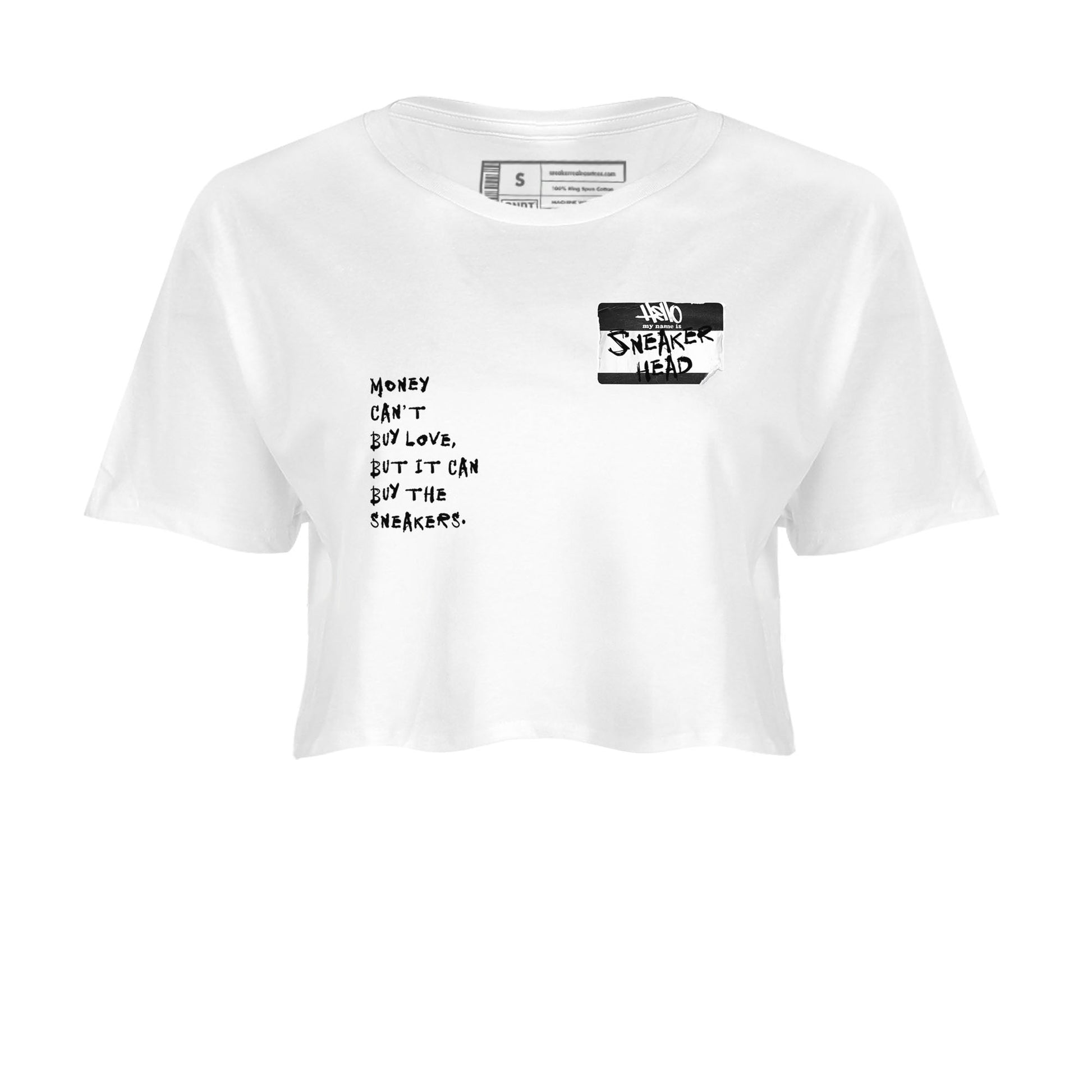 Air Jordan 1 High OG Black White shirt to match jordans Sneakerhead Badge sneaker tees Air Jordan 1 Black White SNRT Sneaker Release Tees White 2 crop length shirt
