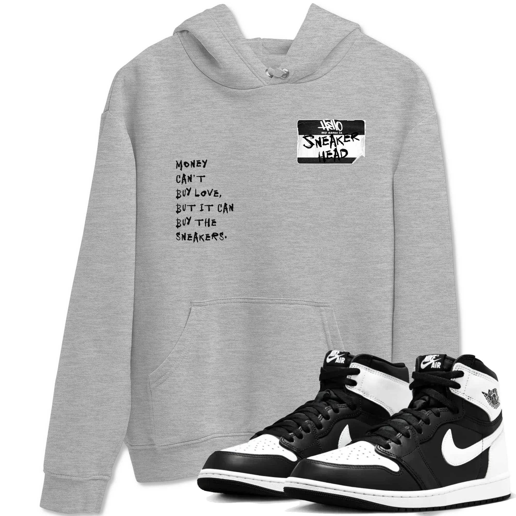 Air Jordan 1 High OG Black White shirt to match jordans Sneakerhead Badge sneaker tees Air Jordan 1 Black White SNRT Sneaker Release Tees unisex cotton Heather Grey 1 crew neck shirt