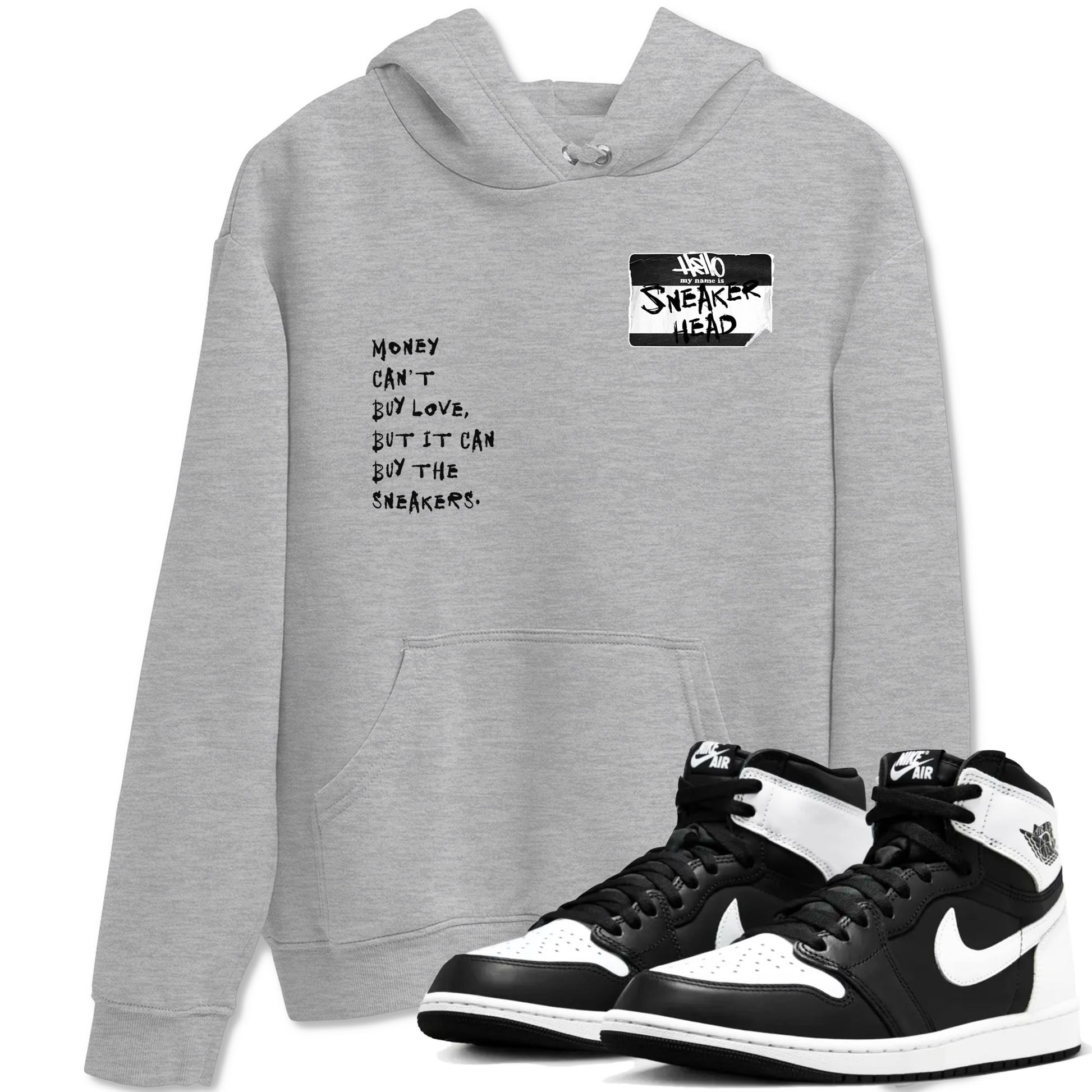 Air Jordan 1 High OG Black White shirt to match jordans Sneakerhead Badge sneaker tees Air Jordan 1 Black White SNRT Sneaker Release Tees unisex cotton Heather Grey 1 crew neck shirt