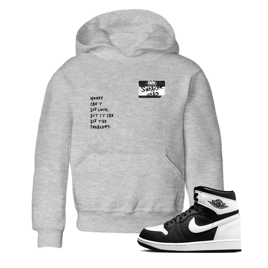 Air Jordan 1 High OG Black White shirt to match jordans Sneakerhead Badge sneaker tees Air Jordan 1 Black White SNRT sneaker release tees baby toddler Heather Grey 1 cotton Shirt