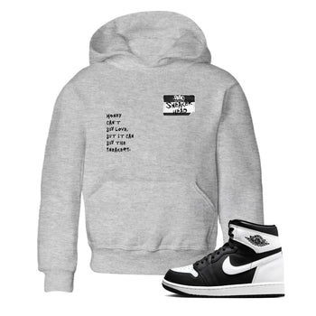 Air Jordan 1 High OG Black White shirt to match jordans Sneakerhead Badge sneaker tees Air Jordan 1 Black White SNRT sneaker release tees baby toddler Heather Grey 1 cotton Shirt