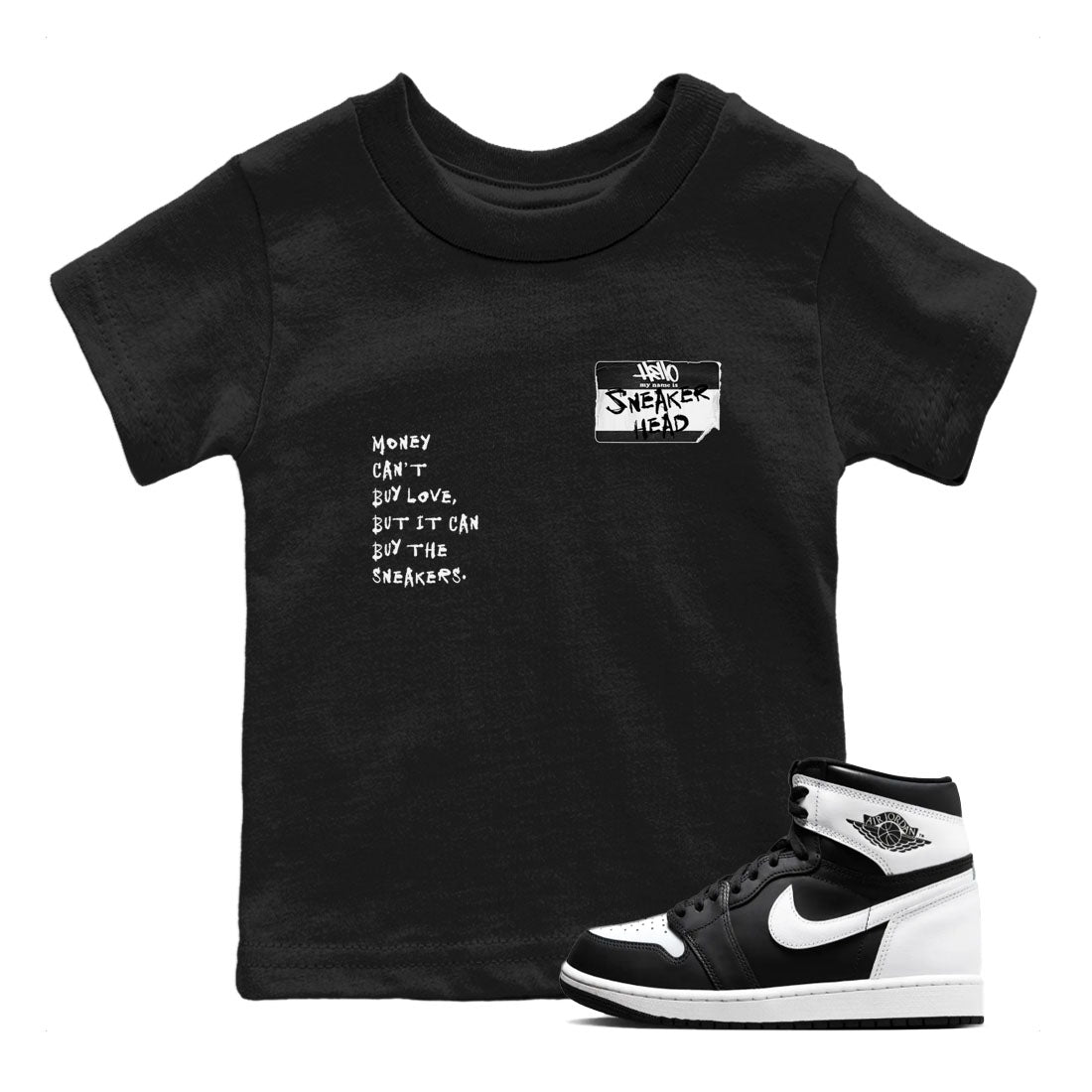 Air Jordan 1 High OG Black White shirt to match jordans Sneakerhead Badge sneaker tees Air Jordan 1 Black White SNRT sneaker release tees baby toddler Black 1 cotton Shirt
