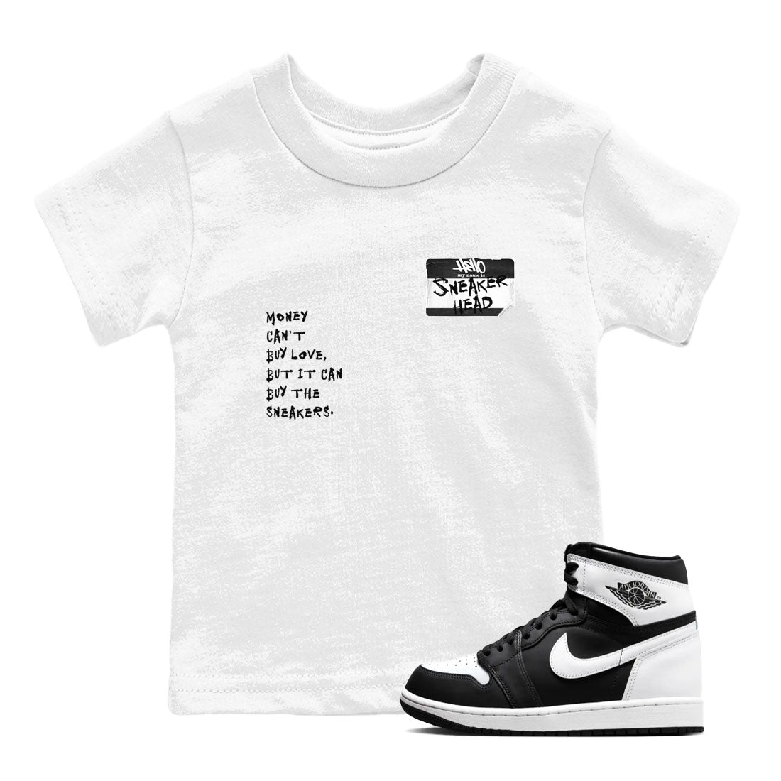 Air Jordan 1 High OG Black White shirt to match jordans Sneakerhead Badge sneaker tees Air Jordan 1 Black White SNRT sneaker release tees baby toddler White 1 cotton Shirt