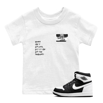 Air Jordan 1 High OG Black White shirt to match jordans Sneakerhead Badge sneaker tees Air Jordan 1 Black White SNRT sneaker release tees baby toddler White 1 cotton Shirt