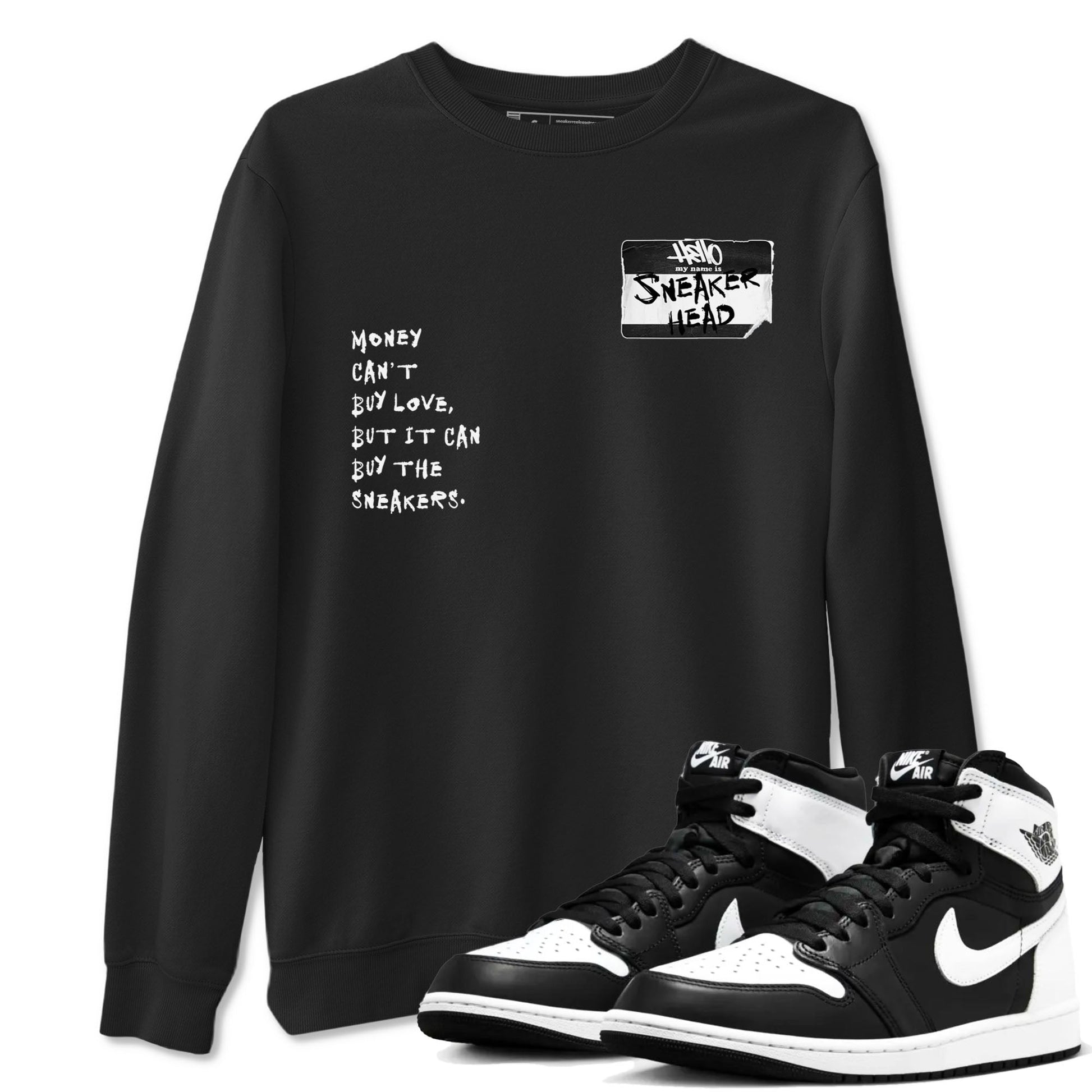 Air Jordan 1 High OG Black White shirt to match jordans Sneakerhead Badge sneaker tees Air Jordan 1 Black White SNRT Sneaker Release Tees unisex cotton Black 1 crew neck shirt