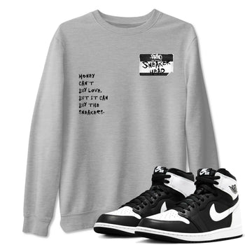 Air Jordan 1 High OG Black White shirt to match jordans Sneakerhead Badge sneaker tees Air Jordan 1 Black White SNRT Sneaker Release Tees unisex cotton Heather Grey 1 crew neck shirt