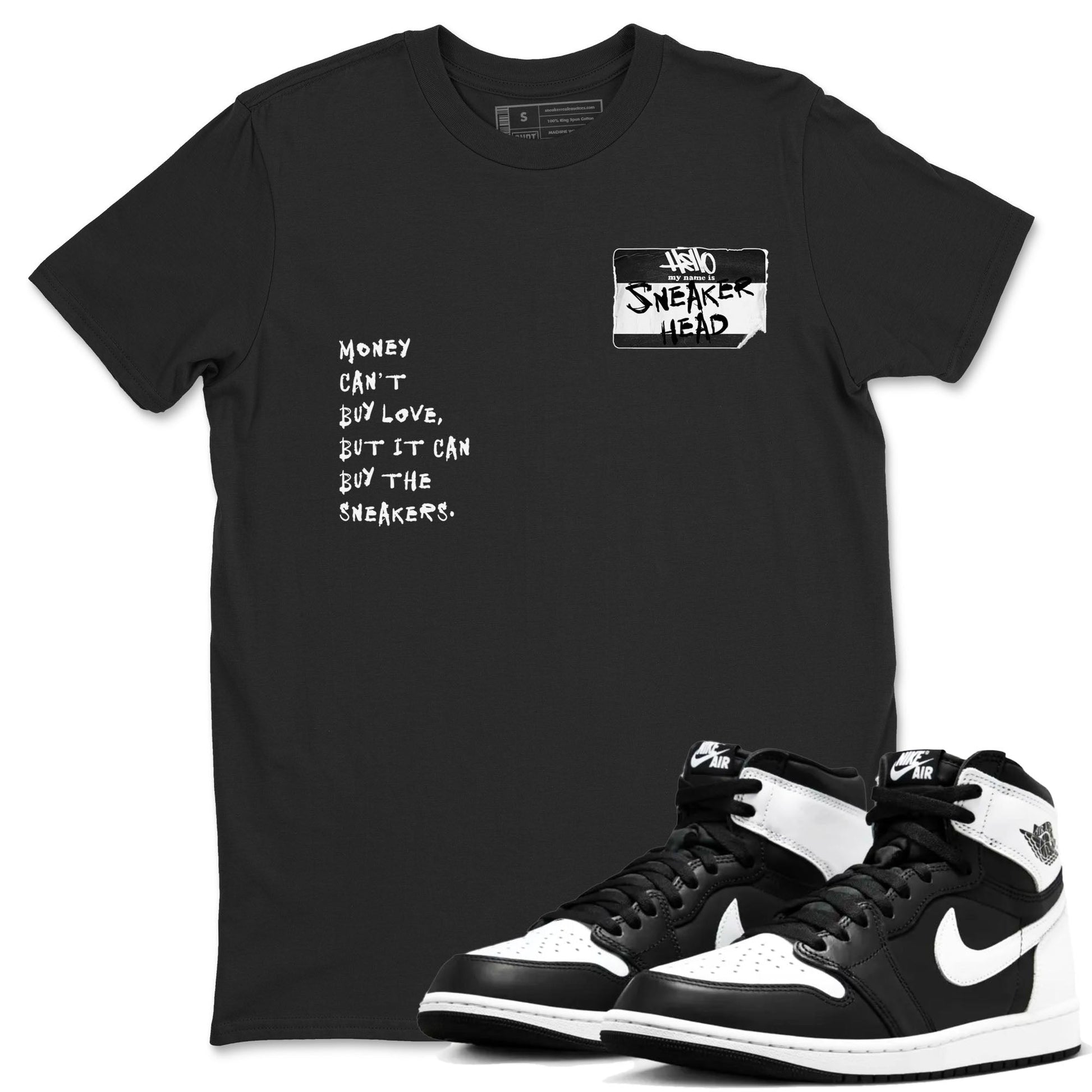 Air Jordan 1 High OG Black White shirt to match jordans Sneakerhead Badge sneaker tees Air Jordan 1 Black White SNRT Sneaker Release Tees unisex cotton Black 1 crew neck shirt