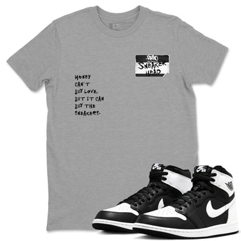 Air Jordan 1 High OG Black White shirt to match jordans Sneakerhead Badge sneaker tees Air Jordan 1 Black White SNRT Sneaker Release Tees unisex cotton Heather Grey 1 crew neck shirt