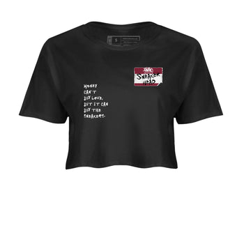1s Metallic Burgundy shirt to match jordans Sneakerhead Badge sneaker tees Air Jordan 1 Metallic Burgundy SNRT Sneaker Release Tees Black 2 crop length shirt